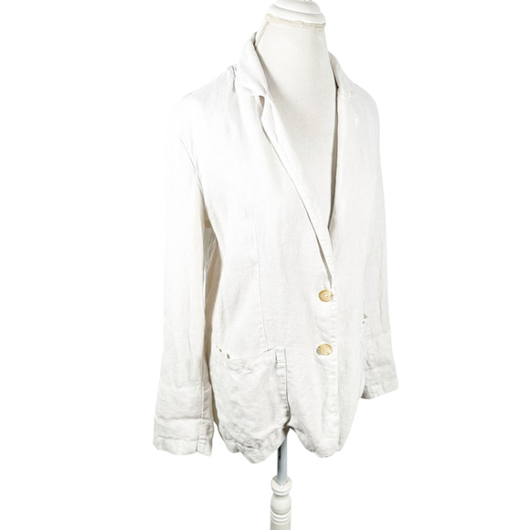Anthropologie Velvet by Graham & Spencer Linen Blazer Ivory Women’s Size XS - Picture 3 of 10